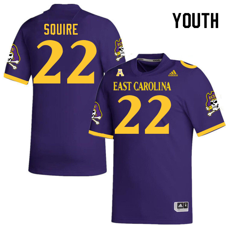 Youth #22 Nemo Squire ECU Pirates 2023 College Football Jerseys Stitched-Purple